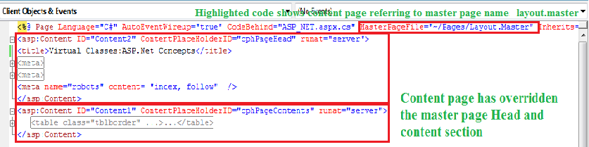 Using a Master Page example